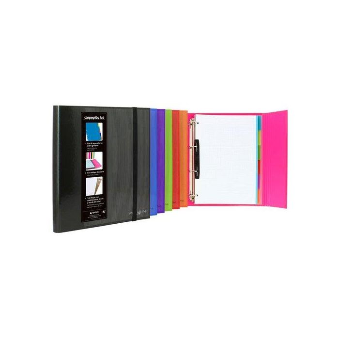 Carpeplus Grafoplas Forrado Multiline A4 4An.25Mm Con Recambio Y 6 Separadores Extra Gruesos Fucsia (Set de 2)