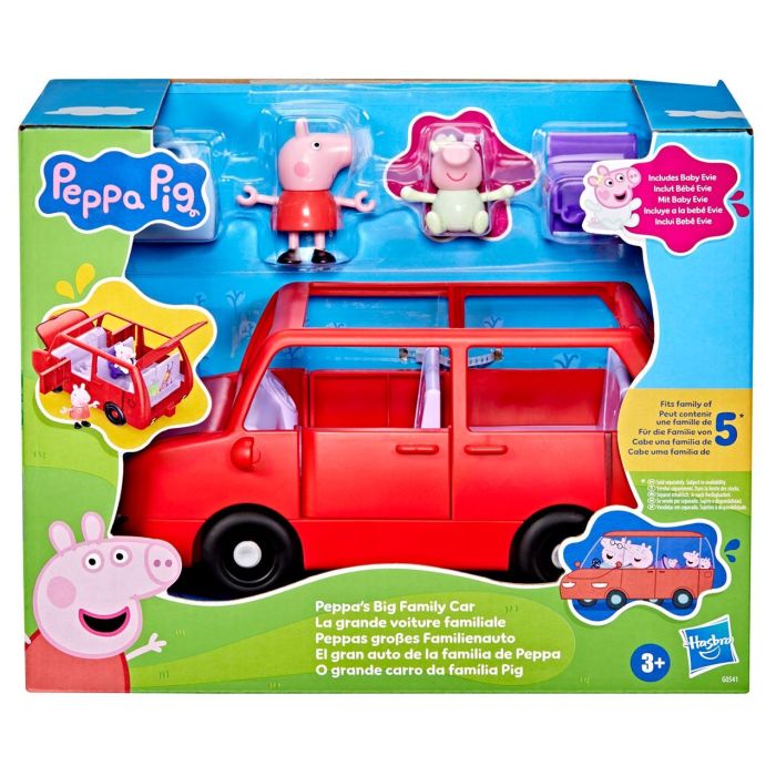 Hasbro G0541 Peppa Pig. El Gran Auto Rojo de la Familia para 5 Figuras, incluye Peppa y Evie, maletero y capó abatibles. 6