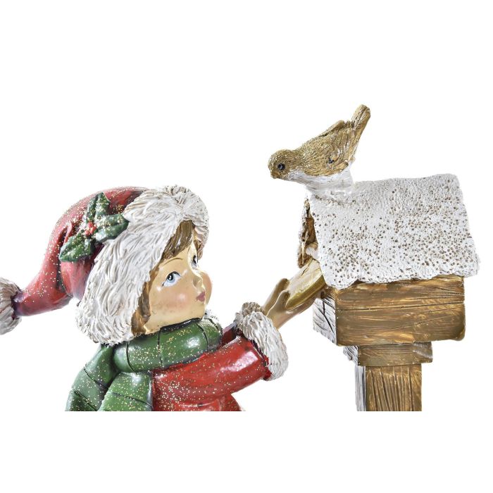 DKD Home Decor Figura de Navidad Tradicional Niña Resina Blanco Rojo Verde 6x13.5x11.5 cm Pack 2 Unidades 1