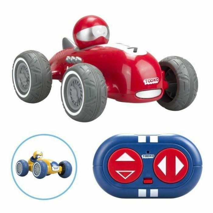 Tooko Coche de Carreras Teledirigido Vintage Mi Primer Coche para Niños 3+ Años, 13 cm con 2 Botones Fáciles Rojo/Amarillo