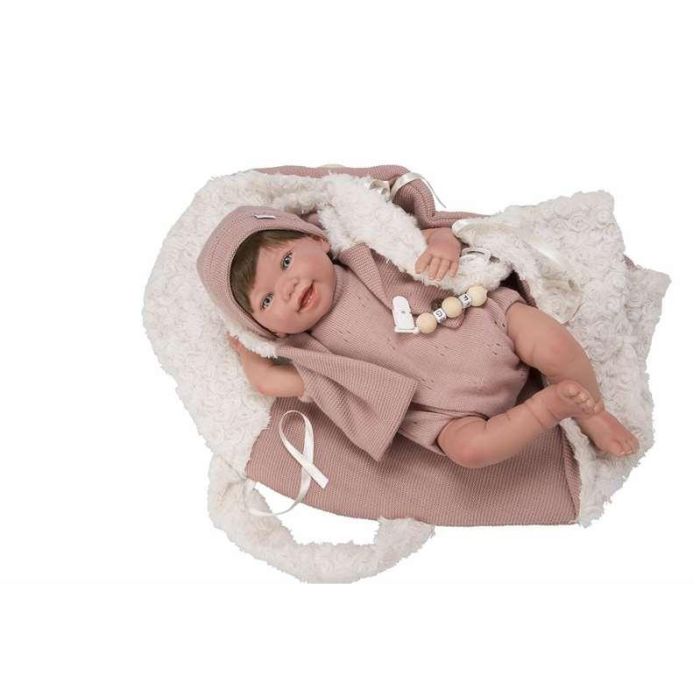 Muñeca reborn arias 45 cm gimena c/saco portabebe 4