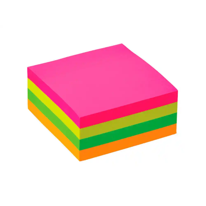 Q-connect Bloc de Notas Adhesivas Quita y Pon 76x76 mm Fluorescente con 400 Hojas Certificado FSC 1