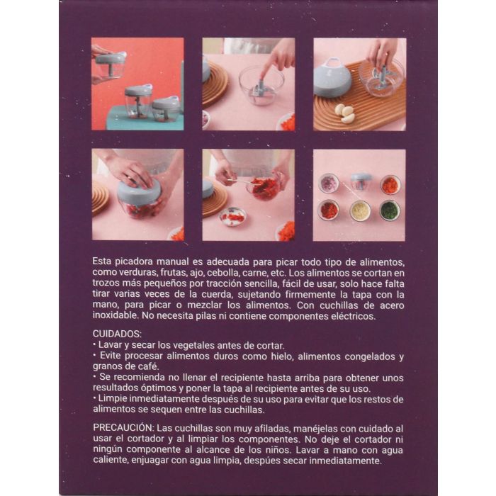 Quttin Cortador de Alimentos Manual con Tirador 500ml 14 x 10.5 cm (12 Unidades) 8