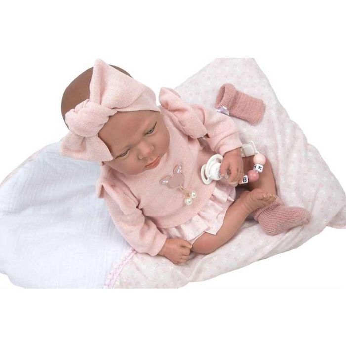 Muñeca reborn arias 40 cm alba rosa c/cojin 10