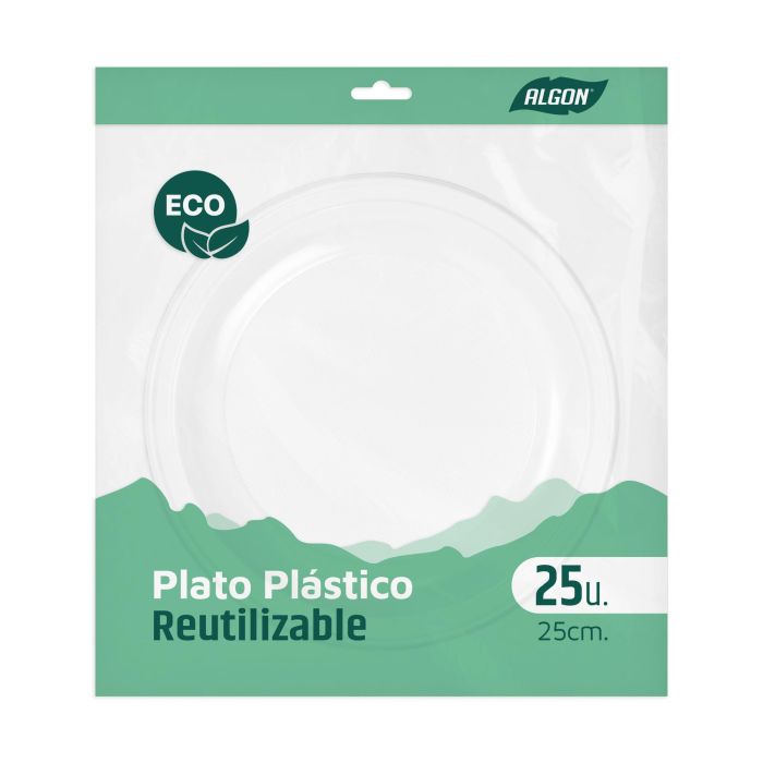 Set de 25 platos redondos de plástico ecológico Algon 25 cm (12 Cajas) 2 Set de 25 platos redondos de plástico ecológico Algon 25 cm (12 Cajas) 2