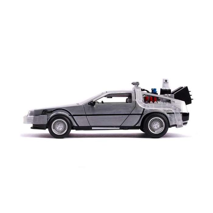 Coche de metal dlorean regreso al futuro ii con luz escala 1:24 30x15x11 cm 13