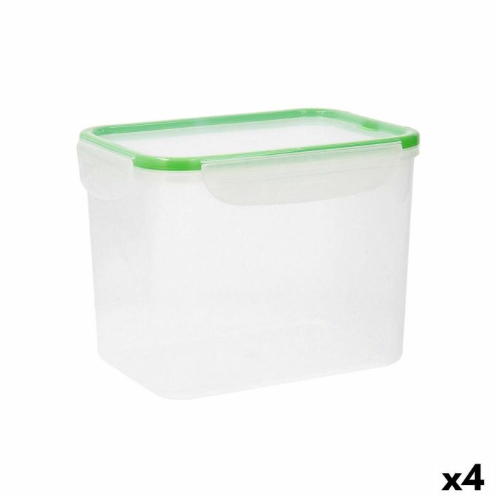 Fiambrera Hermética Quid Greenery Transparente Plástico (3,7 L) (Pack 4x) 3 Fiambrera Hermética Quid Greenery Transparente Plástico (3,7 L) (Pack 4x) 3