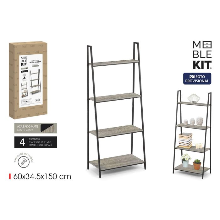 Estanteria 4 Niveles Metal-Madera Moblekit (3 Unidades) 0 Estanteria 4 Niveles Metal-Madera Moblekit (3 Unidades) 0