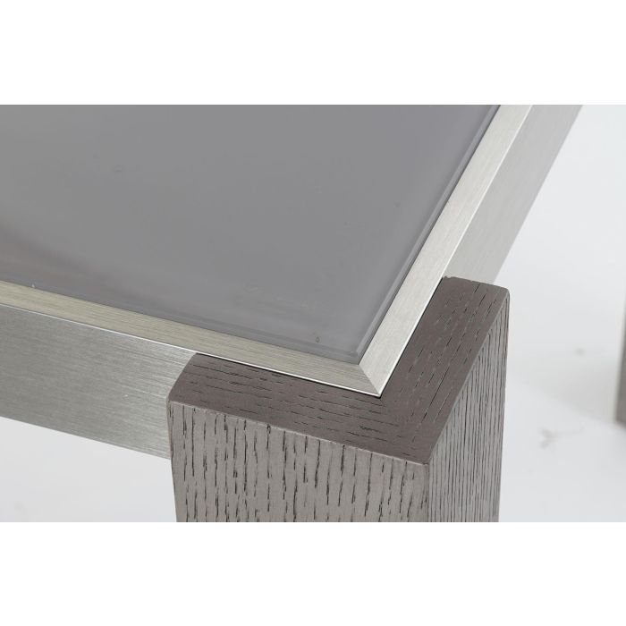DKD Home Decor Mesa de Comedor Moderna Gris de Cristal Templado, Roble y Aluminio, 92 cm Largo x 162 cm Ancho x 74 cm Alto 3