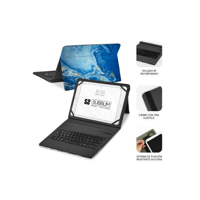 SUBBLIM funda de tablet con teclado bluetooth Keytab Pro BT Trendy Marmol Azul 2