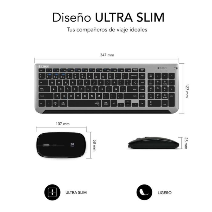SUBBLIM Teclado con Ratón Bluetooth + 2.4G Combo Dual Prestige Extendido Gris/Negro 1 SUBBLIM Teclado con Ratón Bluetooth + 2.4G Combo Dual Prestige Extendido Gris/Negro 1