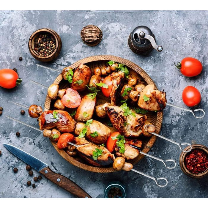 Set de 6 pinchos para barbacoa de metal Algon BBQ, 27 cm (24 Cajas) 2 Set de 6 pinchos para barbacoa de metal Algon BBQ, 27 cm (24 Cajas) 2
