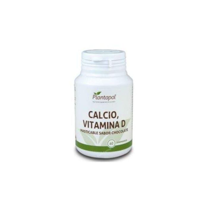 PLANTAPOL Calcio + Vitamina D Sabor Chocolate 60 Comprimidos Masticables para Huesos y Dientes