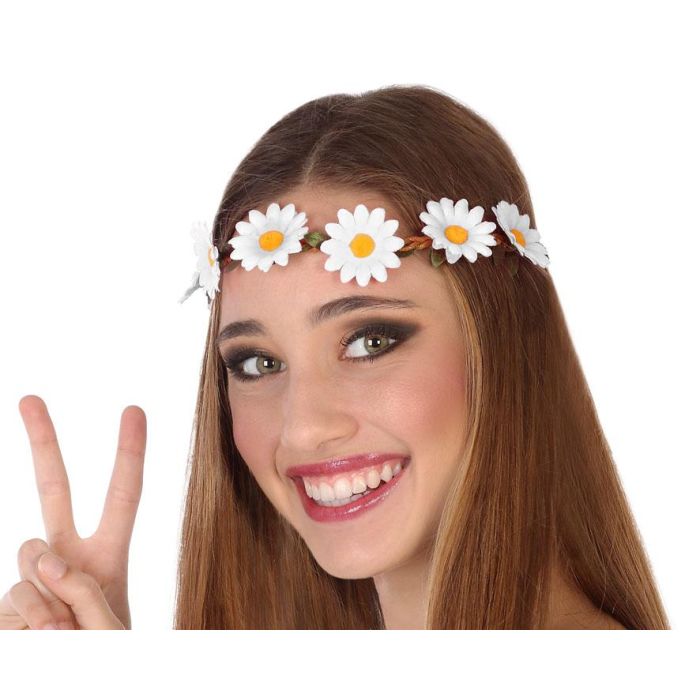 Tocado Hippie Flores Blanco Mujer Adulto