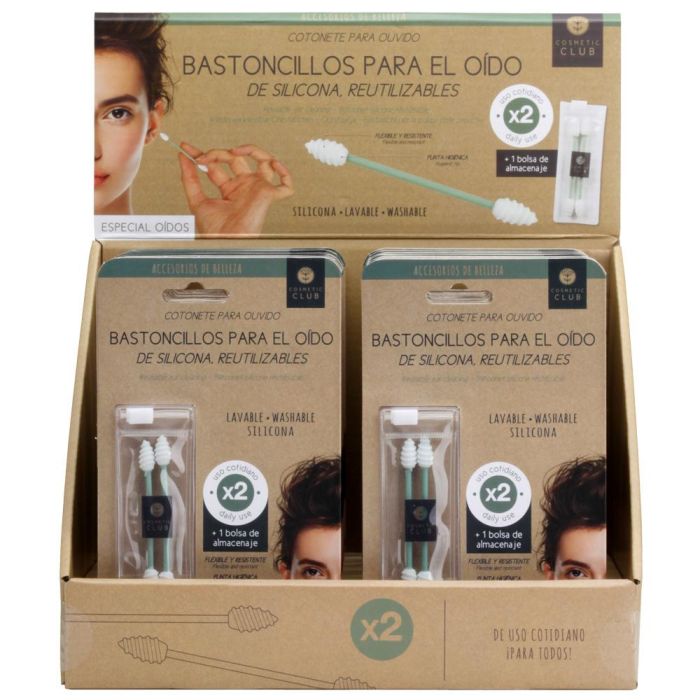 Cosmetic Club Juego de 2 Bastoncillos de Oído Reutilizables de Silicona para Uso Cotidiano 3