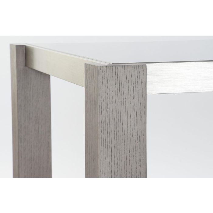 DKD Home Decor Mesa de Comedor Moderna Gris de Cristal Templado, Roble y Aluminio, 92 cm Largo x 162 cm Ancho x 74 cm Alto 2