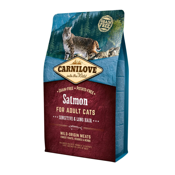 Carnilove Alimento para Gatos Adultos Sensibles con Salmón para Pelo Largo 2 kg