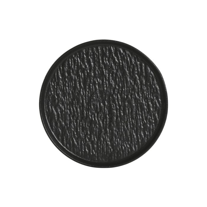 DKD Home Decor Plato Horeca Negro Colección Horeca Black Porcelana con Relieve 20x20cm, Apto Lavavajillas y Microondas (6 Unidades)