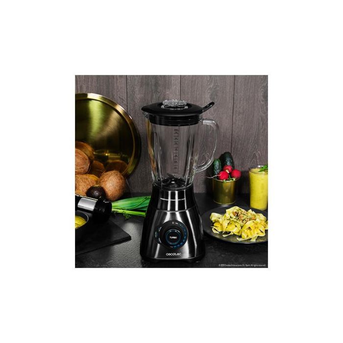 CECOTEC Power Black Titanium 1800 Smart - Batidora de vaso americana 1.8L, 1800W, 6 cuchillas titanio negro, programas automáticos, jarra termorresistente, Negro