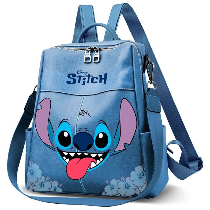 Disney Lilo y Stitch Mochila Shield Tongue Azul con cremallera superior y bolsillos laterales Disney Lilo y Stitch Mochila Shield Tongue Azul con cremallera superior y bolsillos laterales