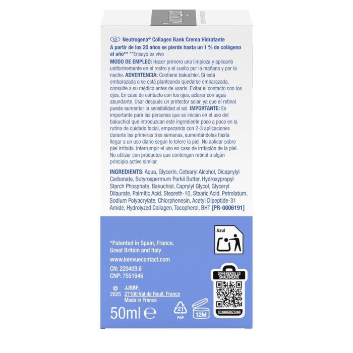 Neutrogena COLLAGEN BANK Crema Hidratante 50 ml para Piel Firme, Elástica y Tonificada