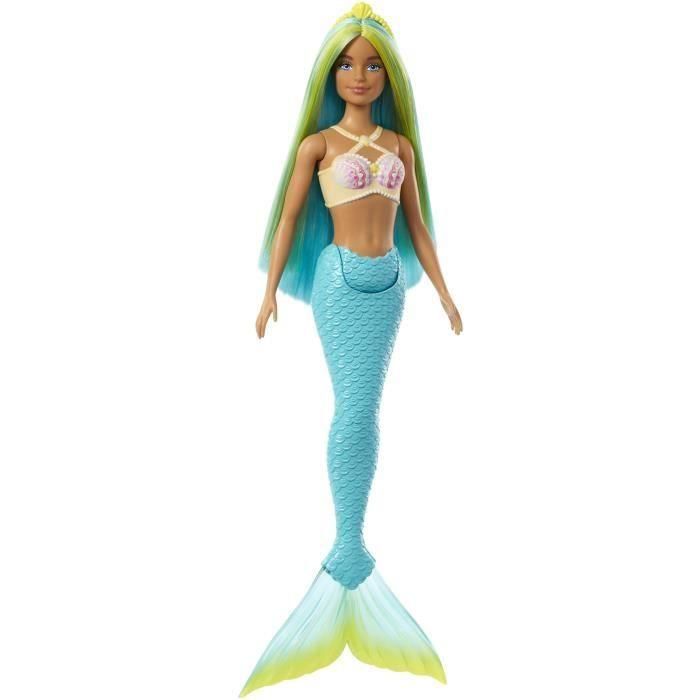 Muñeca barbie sirena con cola rígida. con diadema,corpiño de conchas y cola de colores - modelos surtidos 4