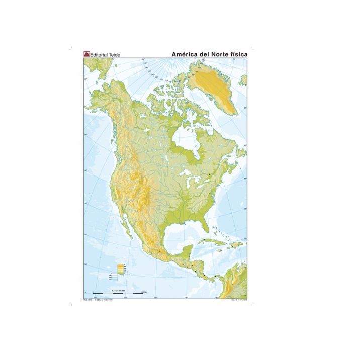 Mapa Mudo Color Din A4 America Del Norte Fisico 100 unidades 1