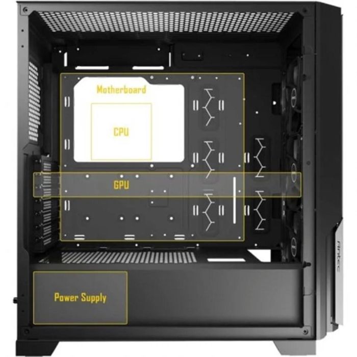 Antec P20CE Caja PC Midi Tower Negra con Panel de Malla, 3 Ventiladores PWM 120mm, USB-C 3.2 Gen 2 y Soporte GPU Vertical 2
