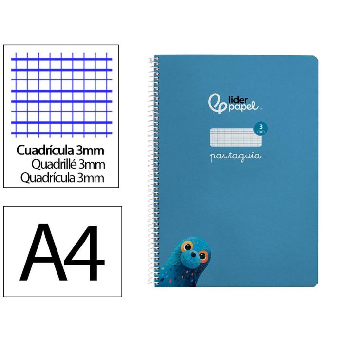 Cuaderno Espiral Liderpapel Din A4 Pautaguia Tapa Dura 80H 90 gr Cuadro Pautado 3 mm Color Azul 5 unidades