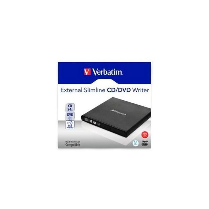 Verbatim Grabadora Y Lector Externo De Cd-Dvd Slimline , Compatible Con La Tecnología De Archivado Mdisc , Alimentación A Través Del Puerto Usb 2.0 Verbatim Grabadora Y Lector Externo De Cd-Dvd Slimline , Compatible Con La Tecnología De Archivado Mdisc , Alimentación A Través Del Puerto Usb 2.0