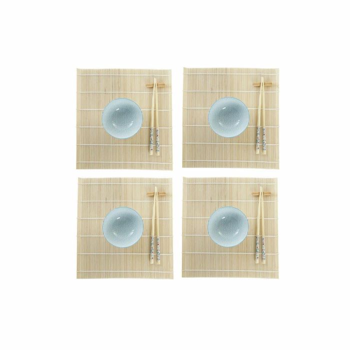 Sushi Oriental DKD Home Decor Azul Blanco 14.5 x 31 x 14.5 cm Set de 16