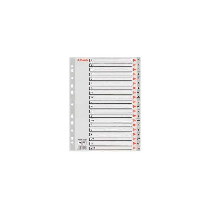 Esselte Abecedario Separador Multitaladro A-Z Polipropileno A4 gris Con Carátula Índice Cartón Color Esselte Abecedario Separador Multitaladro A-Z Polipropileno A4 gris Con Carátula Índice Cartón Color
