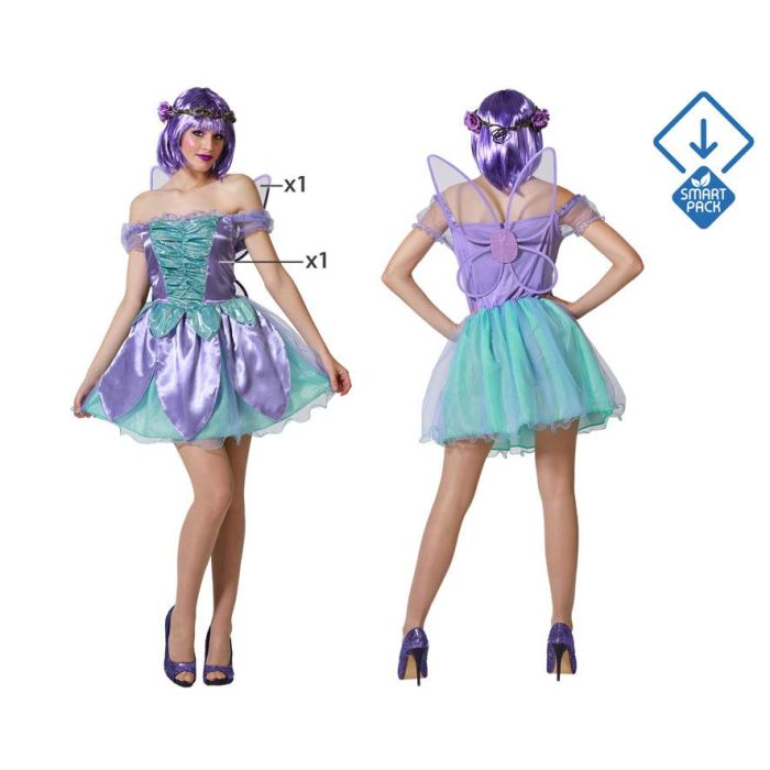 Disfraz Hada Púrpura Mujer Adulto Talla M-L, para Fiestas de Carnaval, Incluye Vestido y Accesorio de Espalda Disfraz Hada Púrpura Mujer Adulto Talla M-L, para Fiestas de Carnaval, Incluye Vestido y Accesorio de Espalda