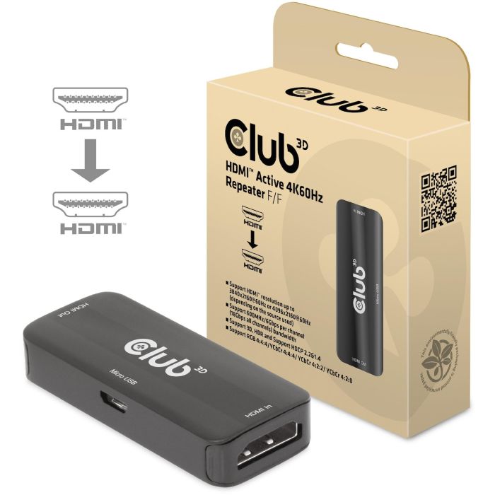 Club3D Repetidor HDMI a HDMI 4K 60Hz Activo Bu/Bu 0 Club3D Repetidor HDMI a HDMI 4K 60Hz Activo Bu/Bu 0