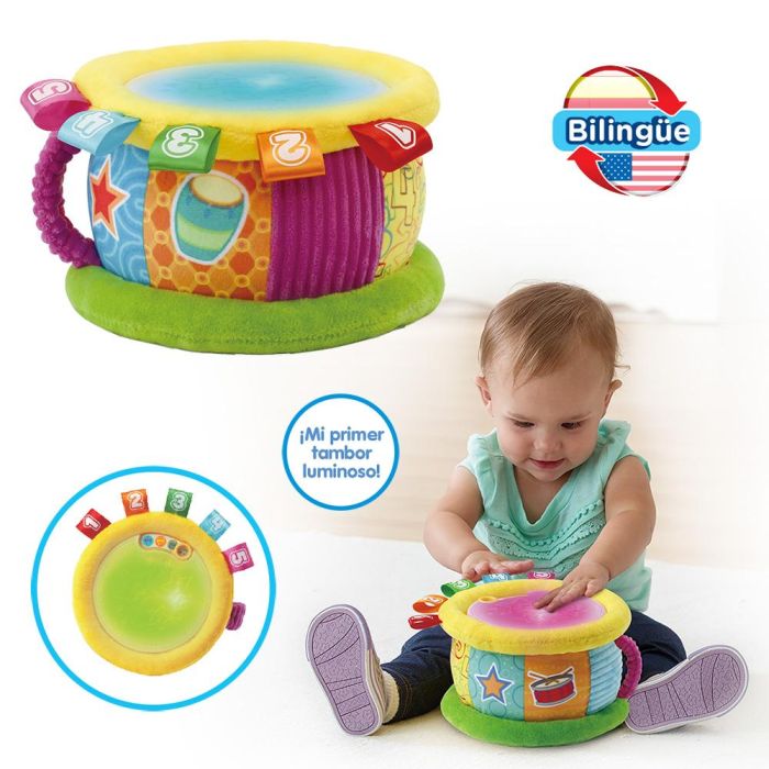 V-Tech 80-612547 Tambor Luces Mágicas Bilingüe Luminoso Musical Aprendizaje Números Colores para Bebés +3 meses