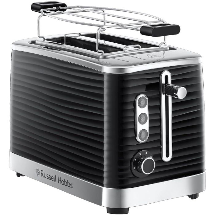 Russel Hobbs 24371-56 Tostador Inspire Negro para 2 Rebanadas con Ranuras Anchas, Regulador de Tueste y Bandeja Recogemigas