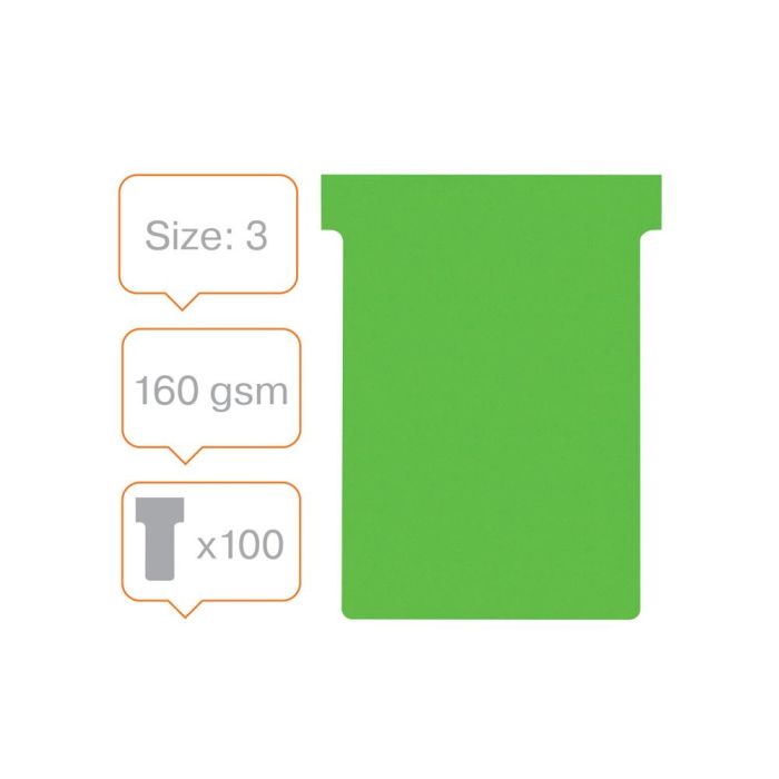 Ficha T Para Plannings Nobo Indice 3 Cartulina 170 gr Color Verde Pack De 100 Unidades 5 unidades 6