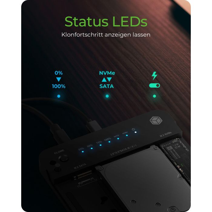 ICY BOX IB-2915MSCL-C31 Docking Station 2.5 & M.2 NVMe SATA USB 3.2 Gen 2 Type-C Negro 5