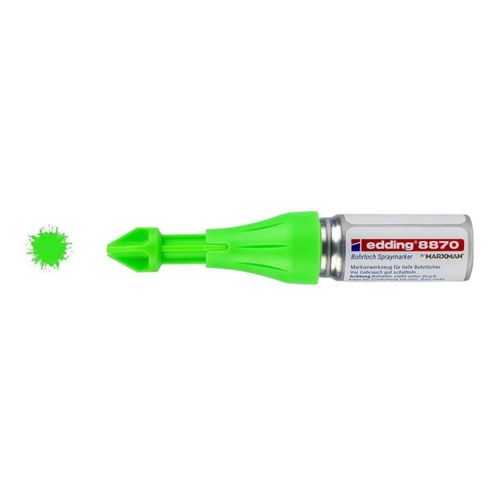 Edding Marcador en spray pintura fluorescente a la tiza verde para agujeros perforados, multisuperficie, 250 usos, Ø3 a 13mm 0 Edding Marcador en spray pintura fluorescente a la tiza verde para agujeros perforados, multisuperficie, 250 usos, Ø3 a 13mm 0
