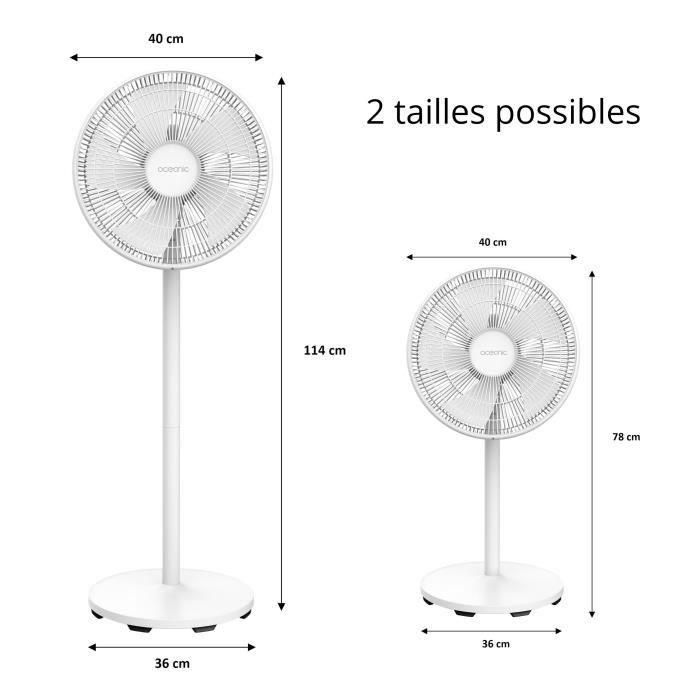 OCEANIC Ventilador de pie - 50 W - Ø 40 cm - 3 velocidades - Oscilante - Inclinable - Blanco 4 OCEANIC Ventilador de pie - 50 W - Ø 40 cm - 3 velocidades - Oscilante - Inclinable - Blanco 4