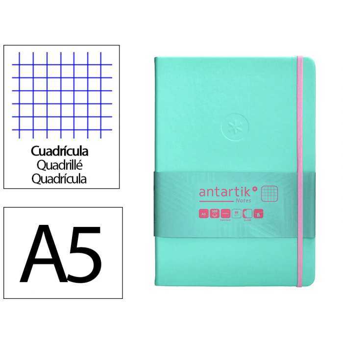 Antartik Cuaderno A5 Tapa Dura Hojas Cuadriculadas Rosa y Turquesa 100 Hojas 80gr FSC 0 Antartik Cuaderno A5 Tapa Dura Hojas Cuadriculadas Rosa y Turquesa 100 Hojas 80gr FSC 0