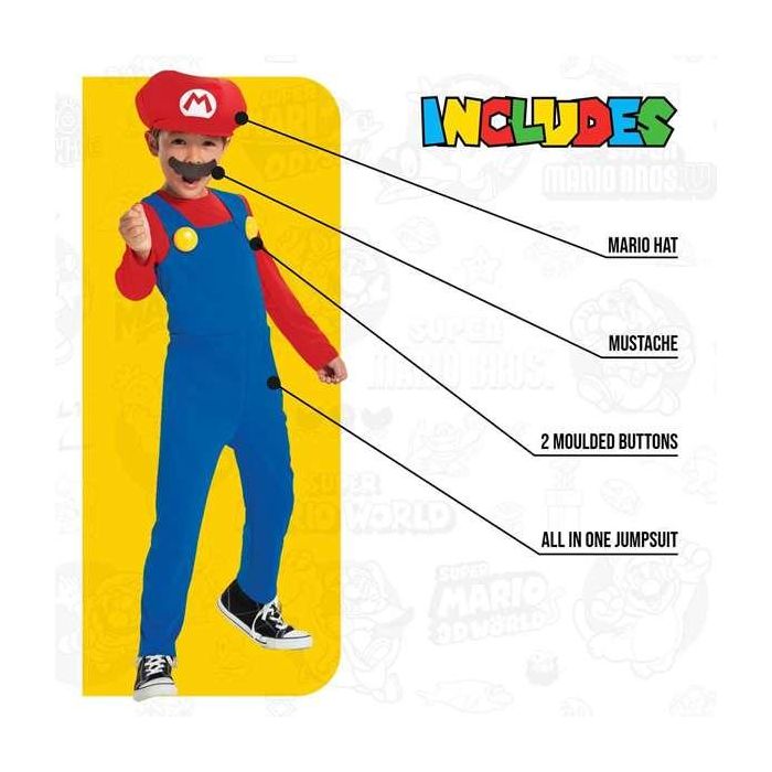 Disfraz infantil nintendo super mario de lujo talla. 4-6 años 1