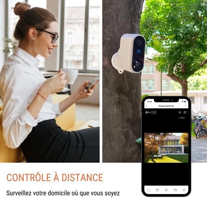 Cámara de vigilancia exterior inalámbrica con panel solar Konyks Camini Air 2 Solar 2 Cámara de vigilancia exterior inalámbrica con panel solar Konyks Camini Air 2 Solar 2
