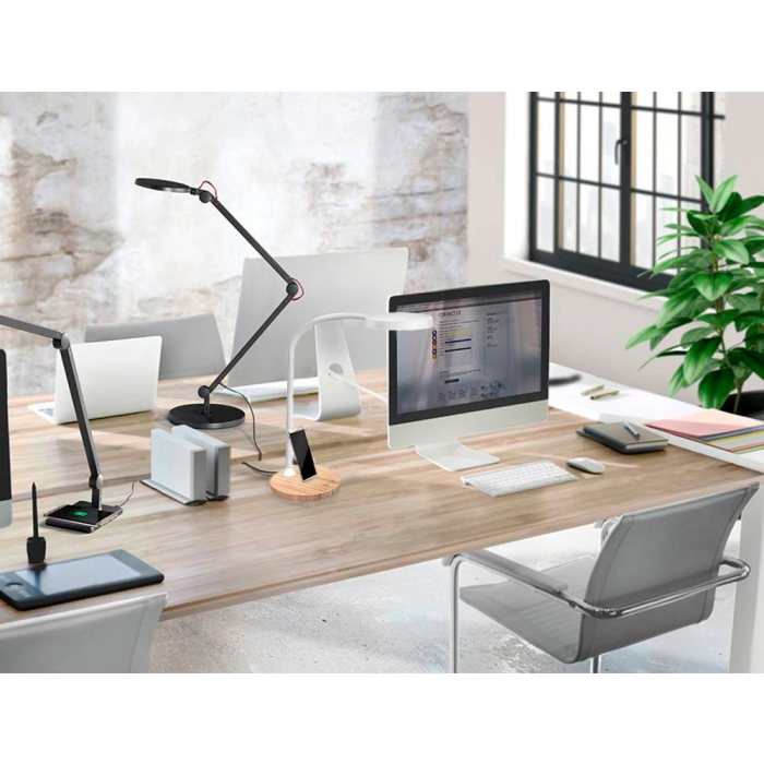 Cep Lámpara de Escritorio LED 5,46W 300lm Brillo Regulable Cabeza Orientable Blanco y Madera 1 Cep Lámpara de Escritorio LED 5,46W 300lm Brillo Regulable Cabeza Orientable Blanco y Madera 1