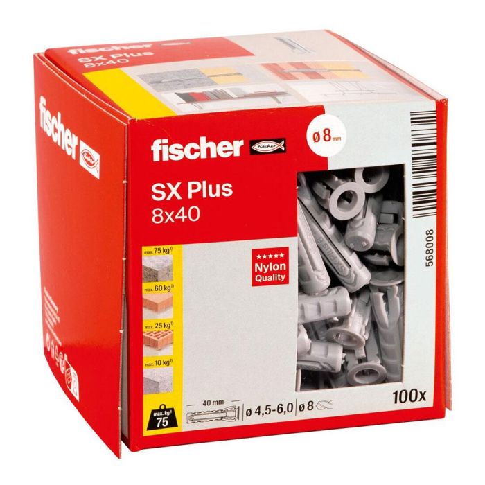 Taco sx plus ø8 x 40 mm, caja 100 unidades Taco sx plus ø8 x 40 mm, caja 100 unidades