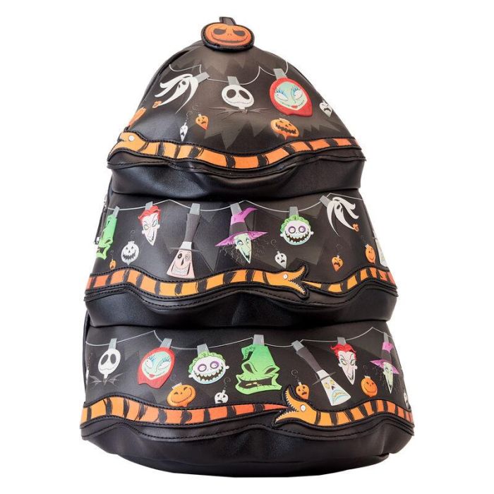 Loungefly Mini Mochila El Extraño Mundo de Jack con Árbol de Luces Disney Pesadilla Antes de Navidad Cuero Vegano 33cm