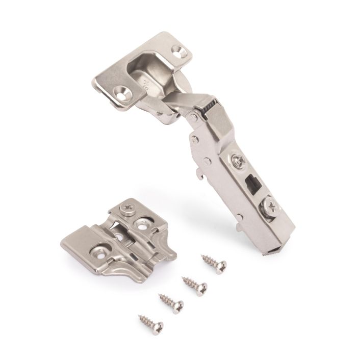 Emuca Lote de 20 bisagras codo X91 con cierre suave y suplementos para atornillar, Altura 0, Acero, Niquelado 1 Emuca Lote de 20 bisagras codo X91 con cierre suave y suplementos para atornillar, Altura 0, Acero, Niquelado 1