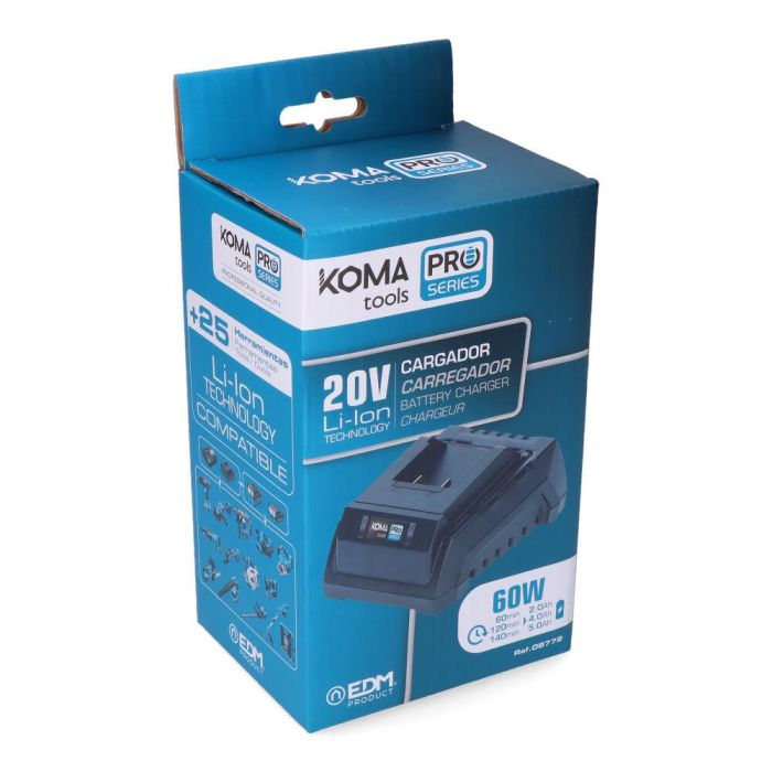 Koma Tools Cargador Batería 20V 60W 20v-cb60 con Indicador de Carga 2