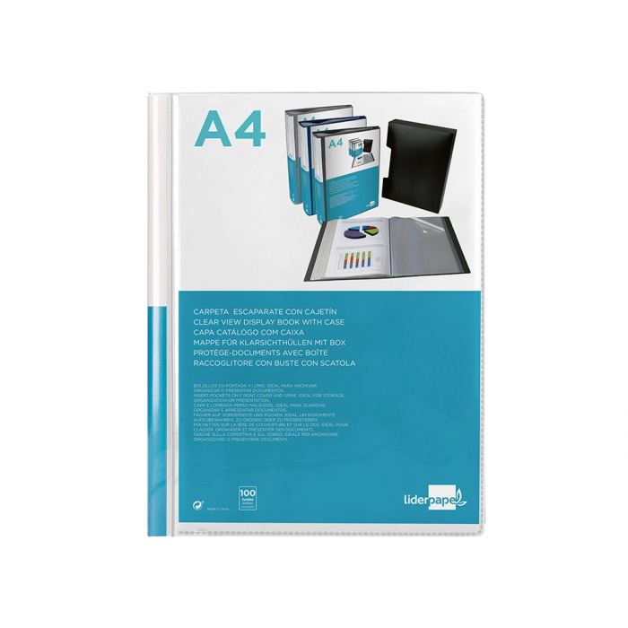 Liderpapel Carpeta Personalizable A4 con 100 Fundas Transparentes de Polipropileno y Cajetín 1