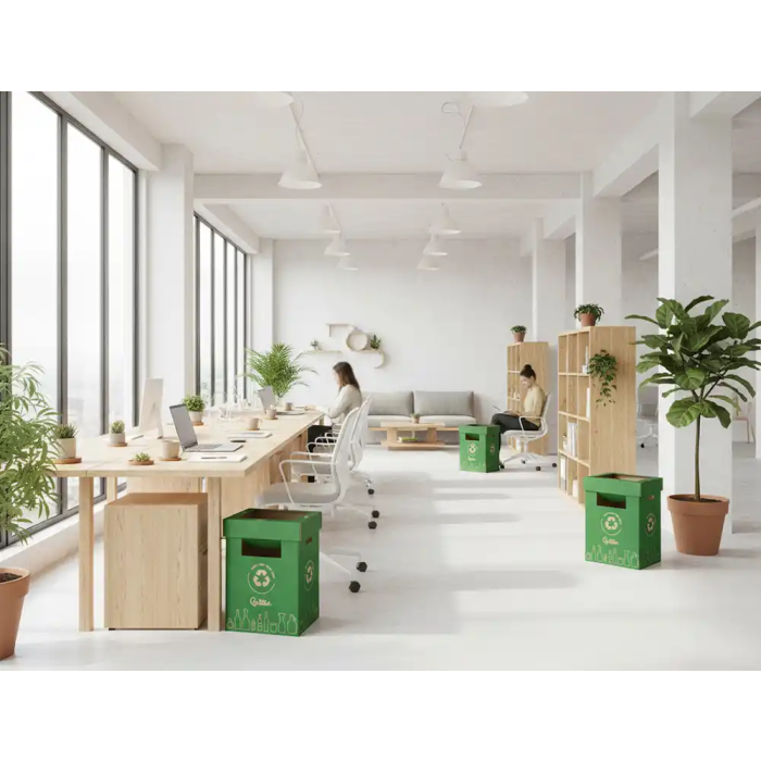 Liderpapel Contenedor Papelera Reciclaje Vidrio Carton Reciclado 450x350x650 mm 70 Litros Verde 6